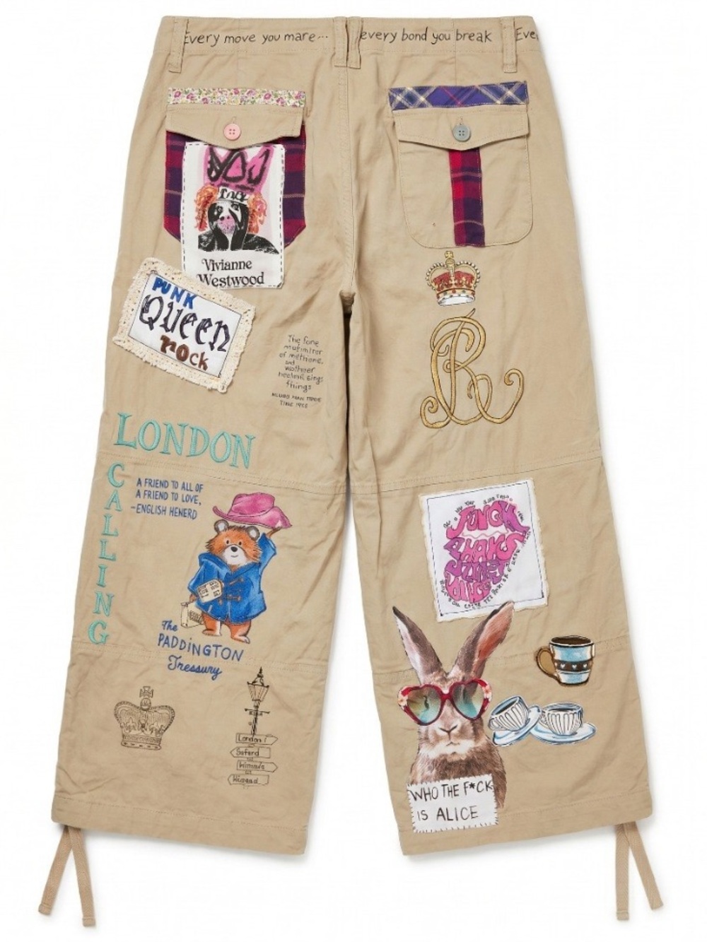 “London calling “ Pants with appliqué and patches - Picture 3 of 16